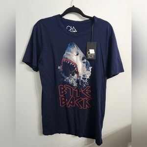 NWT CHASER Mens Shirt Large Blue Pullover Crew Graphic COOL Cotton Tee